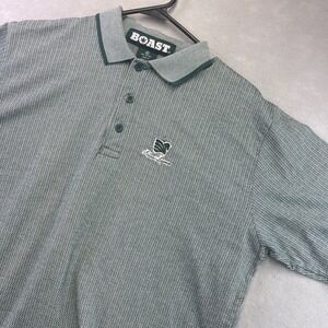 Kauai Lagoons Boast Golf Polo Shirt Mens Medium Green Herringbone Vintage 90s